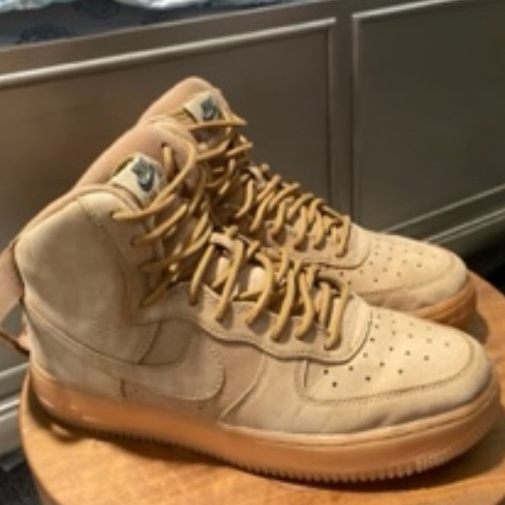 Nike-Air Force Ones- High Top- Tan- wheat/gum